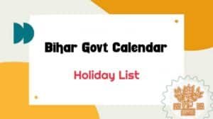 Bihar Sarkar Calendar Holiday List